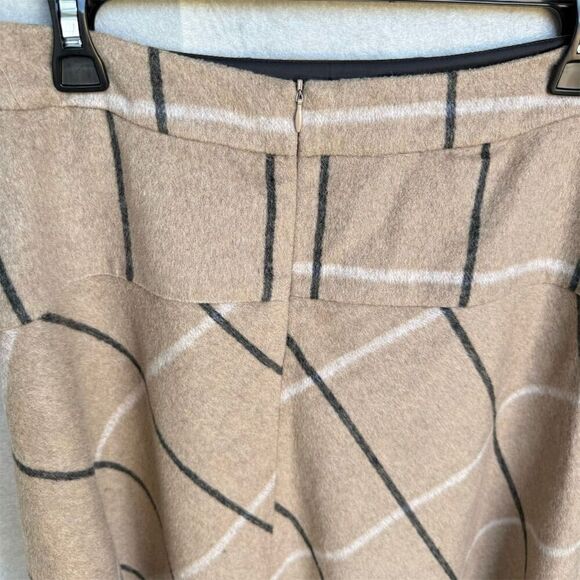 Catherine Malandrino Wool Blend Plaid A-Line Knee Length Skirt Size 4 Beige - Picture 5 of 6